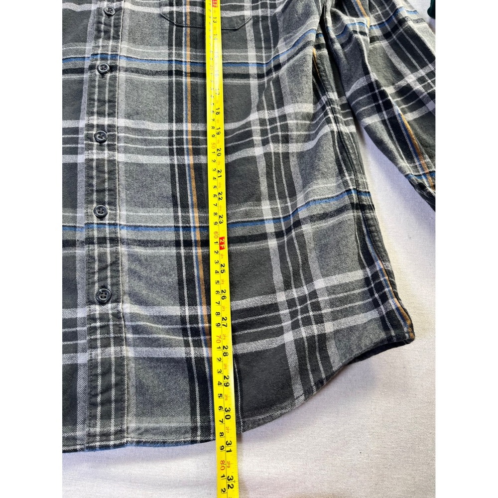 LL Bean, Eddie Bauer‎ Cotton Chamois Flannel L TALL Green Grey Cabincore Staple - Picture 11 of 14